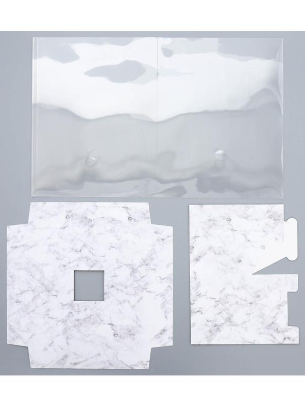 Коробка для цветов с вазой и PVC окнами складная «Мрамор», 23 х 30 х 23 см