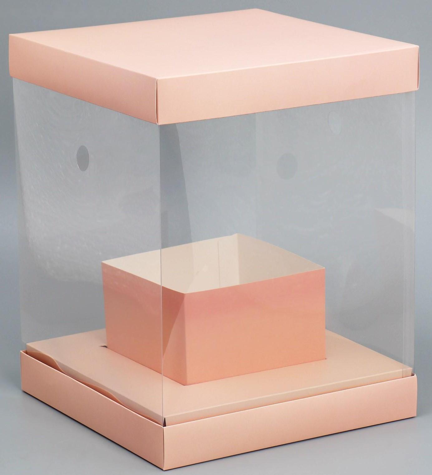 Коробка для цветов с вазой и PVC окнами складная «Персик», 23 х 30 х 23 см