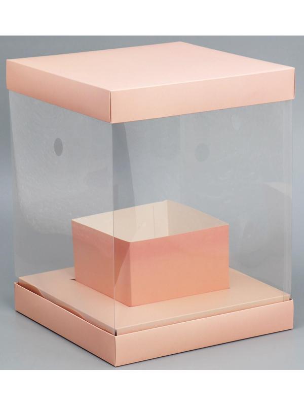 Коробка для цветов с вазой и PVC окнами складная «Персик», 23 х 30 х 23 см