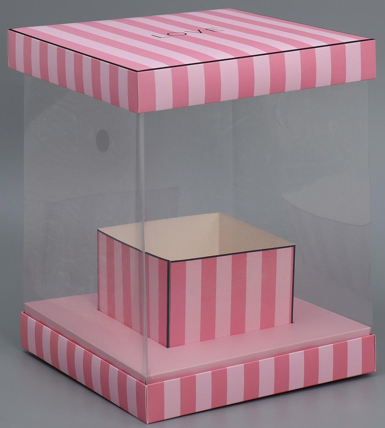 Коробка для цветов с вазой и PVC окнами складная «Love», 23 х 30 х 23 см