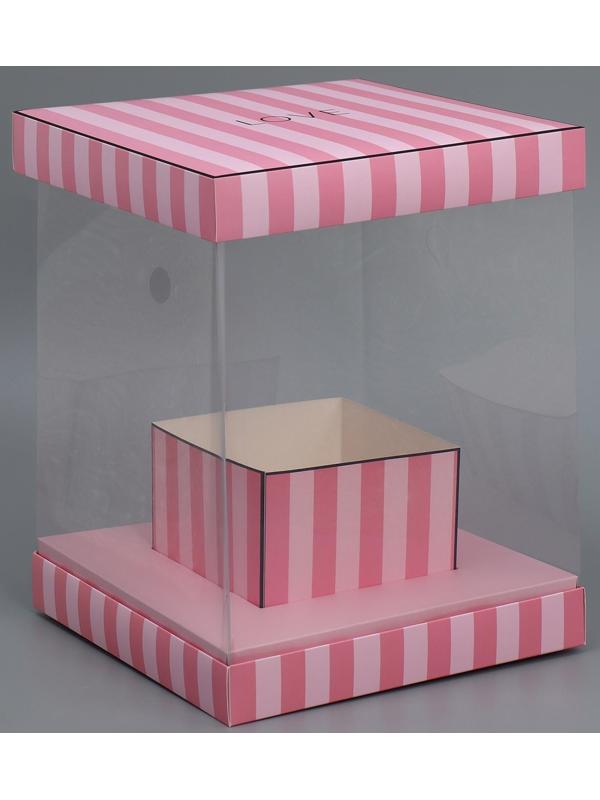 Коробка для цветов с вазой и PVC окнами складная «Love», 23 х 30 х 23 см