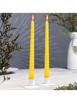 Набор свечей витых, 2,2х 25 см, 2 штуки, жёлтый, подвес