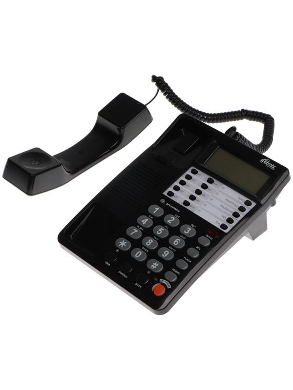 Телефон Ritmix RT-495, Caller ID, однокнопочный набор, память номеров, спикерфон, черный
