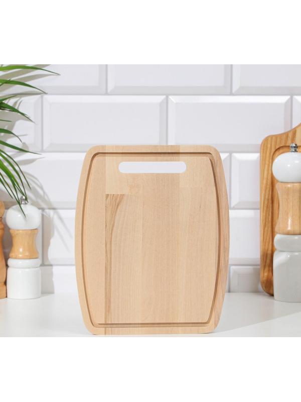 Доска разделочная деревянная с желобом 22х18х0,8 см береза