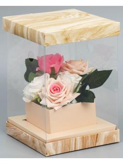 Коробка для цветов с вазой и PVC окнами складная «Дерево», 16 х 23 х 16 см