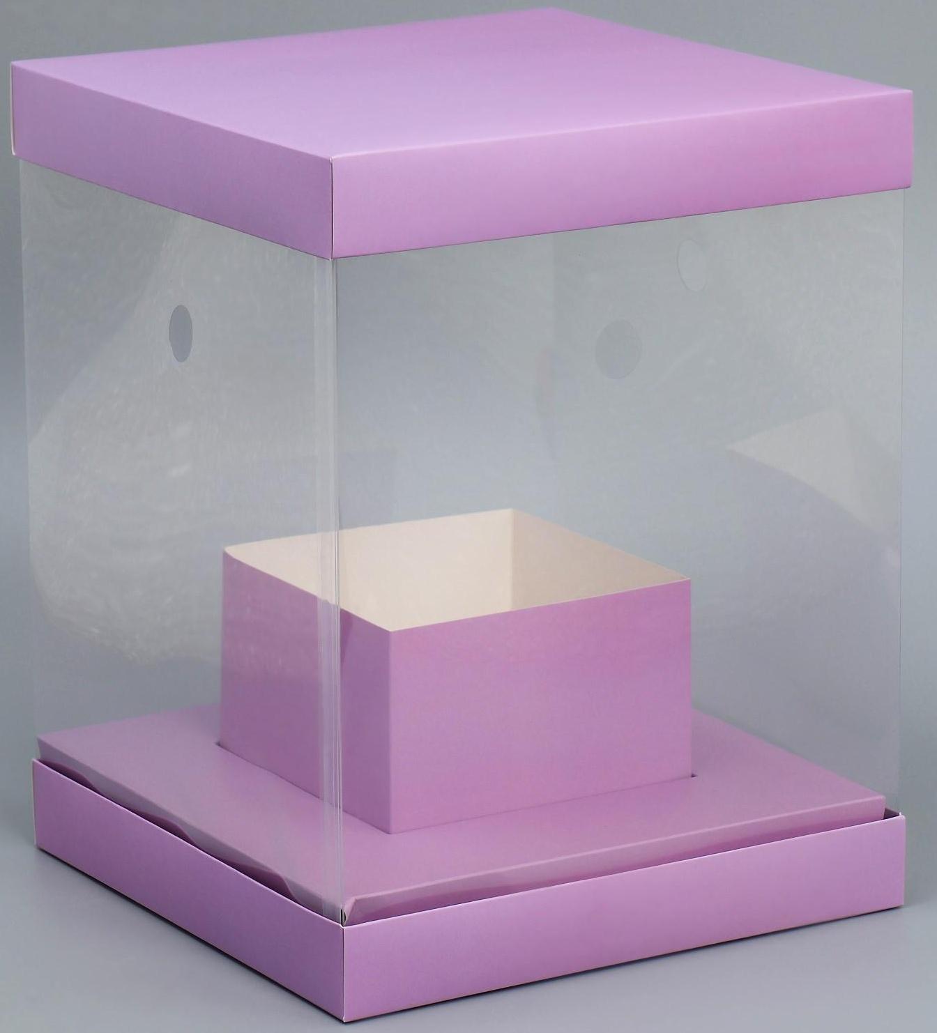 Коробка для цветов с вазой и PVC окнами складная «Лаванда», 23 х 30 х 23 см