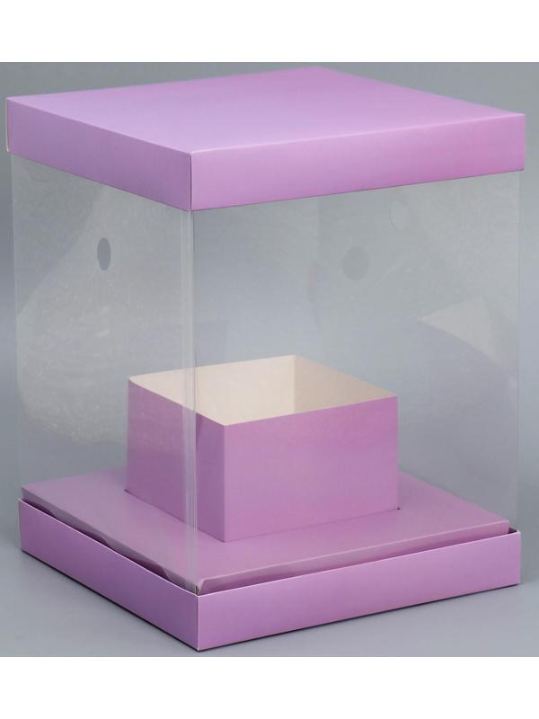 Коробка для цветов с вазой и PVC окнами складная «Лаванда», 23 х 30 х 23 см