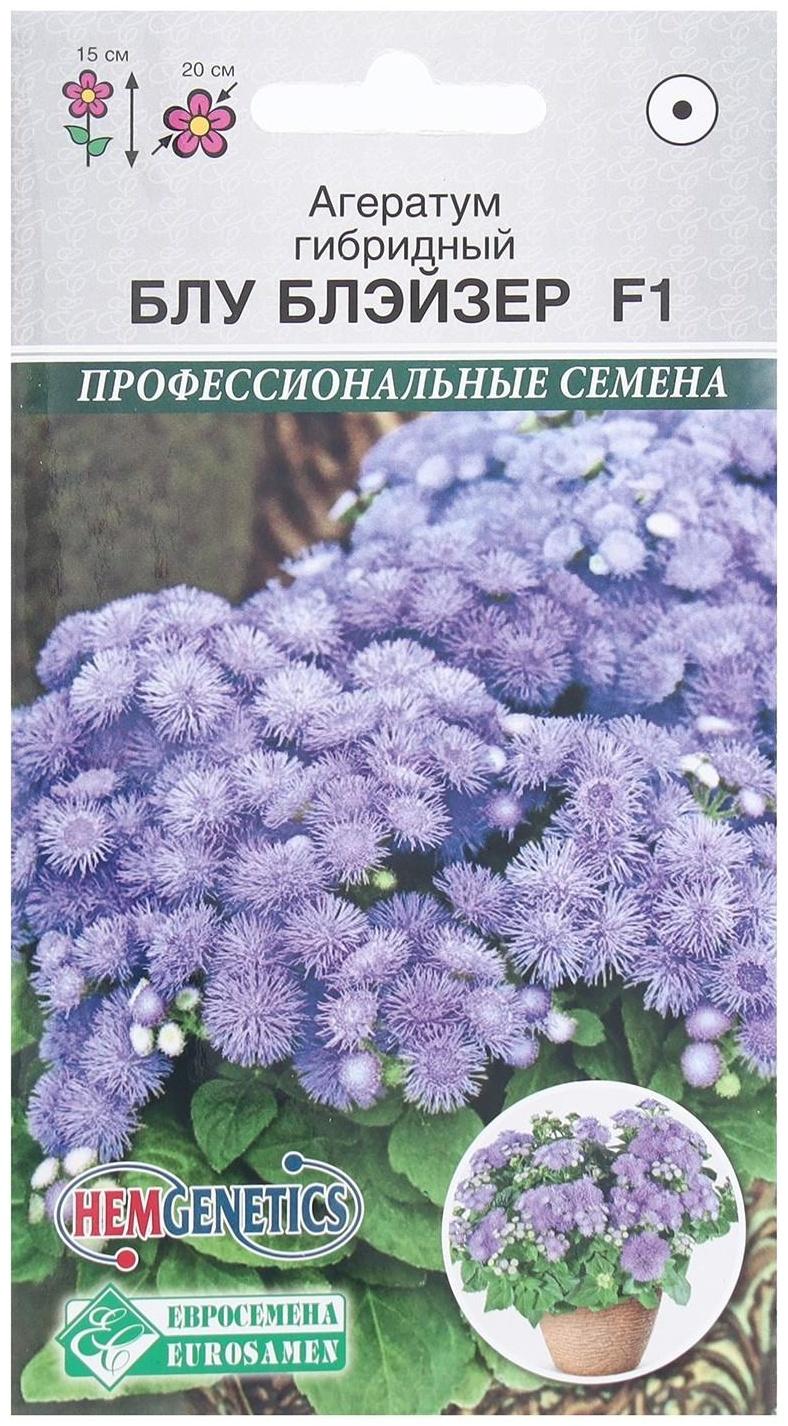 Семена Цветов Агератум гибридный Блу Блэйзер F1, 5 шт