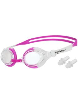 Очки для плавания + беруши, цвет белый-розовый