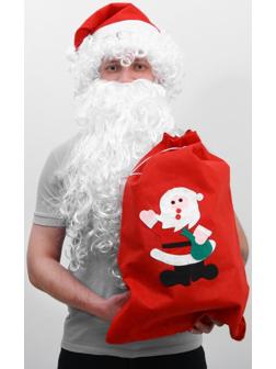 Карнавальный набор Деда Мороза.парик,борода,мешок сд.морозом,колпак