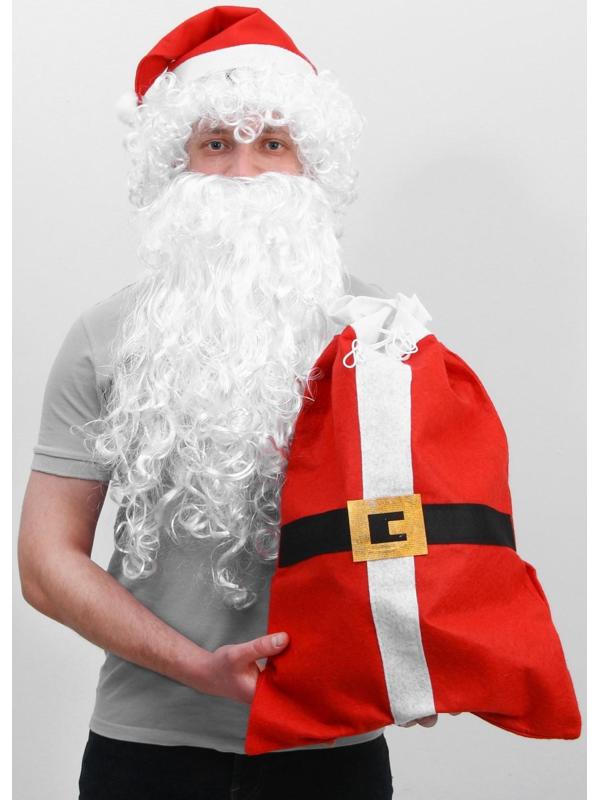 Карнавальный набор Деда Мороза.парик,борода,мешок с ремнем,колпак