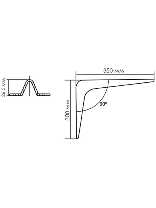 Кронштейн, 350х300х1 мм, белый, 1 шт.