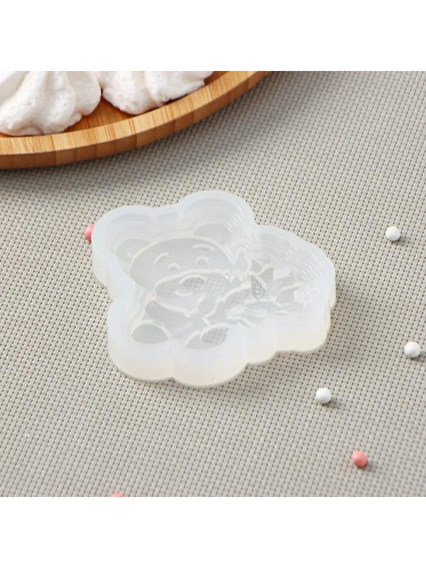 Силиконовая форма «Мишка с букетом», 7×7 см, цвет прозрачный