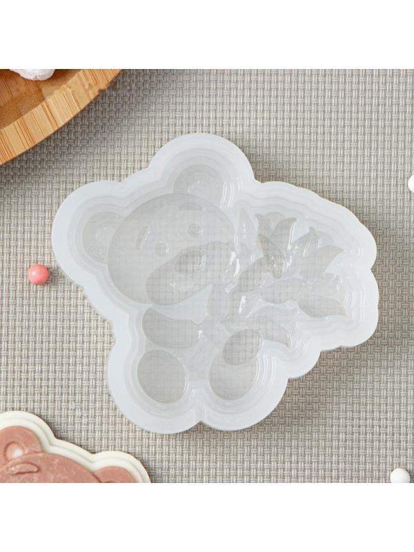 Силиконовая форма «Мишка с букетом», 7×7 см, цвет прозрачный