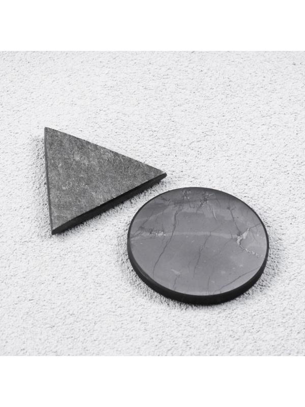 Карманные гармонизаторы, круг и треугольник ,  Шунгит-Талькохлорит, 3 см