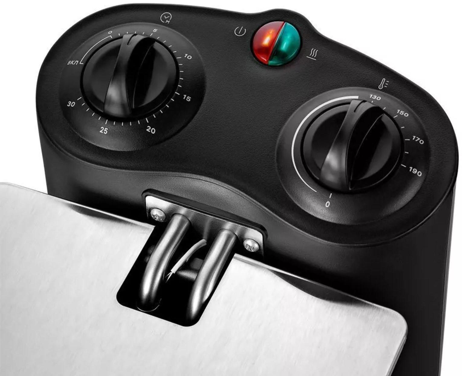 Фритюрница Kitfort KT-4052, 2000 Вт, 6 л, корзины 2 л, 130-190 °C, серо-чёрная