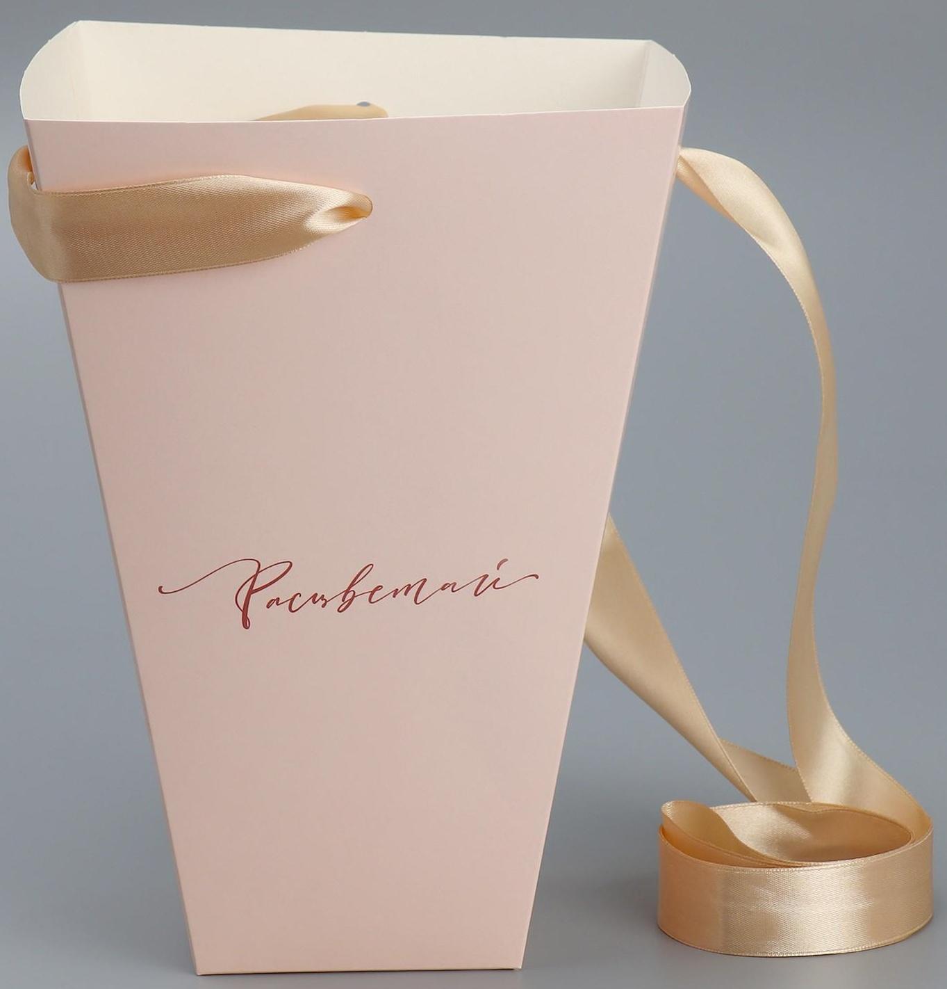 Переноска для цветов на лентах «Расцветай», 17 х 25 х 9 см