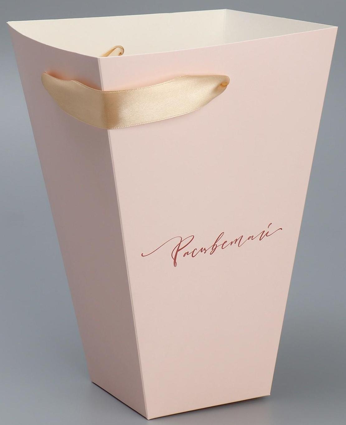 Переноска для цветов на лентах «Расцветай», 17 х 25 х 9 см