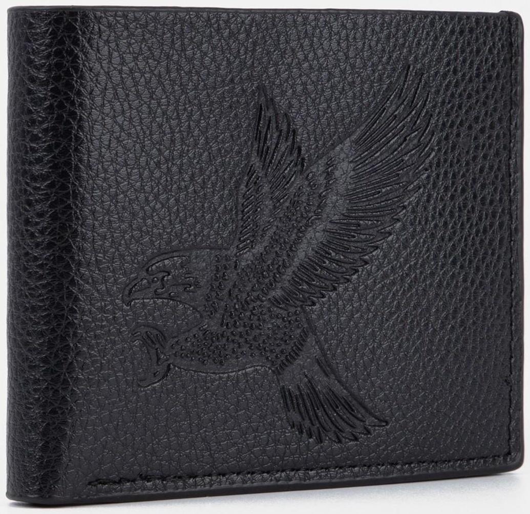 Портмоне без застёжки, для купюр, монет и карт, цвет чёрный