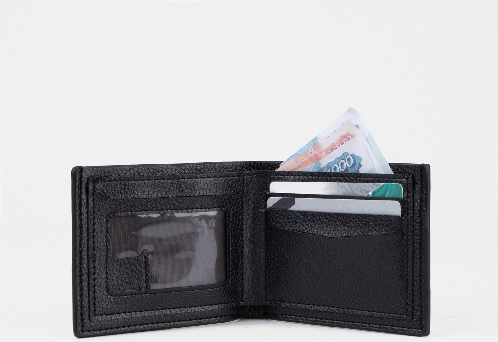 Портмоне без застёжки, для купюр, монет и карт, цвет чёрный