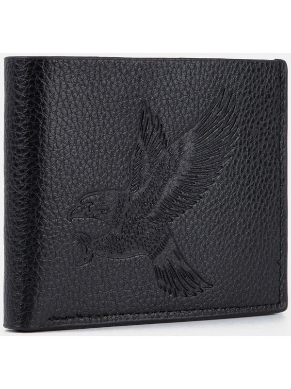 Портмоне без застёжки, для купюр, монет и карт, цвет чёрный