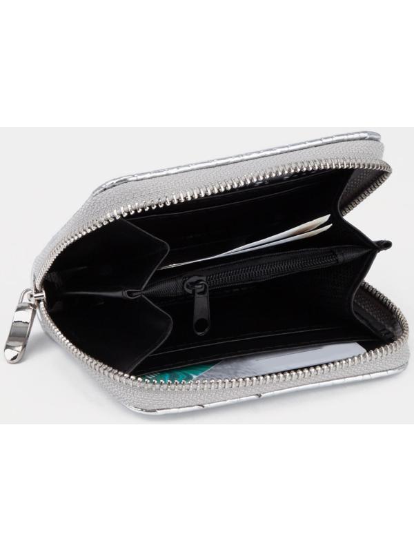 Кошелёк на молнии, цвет серебряный