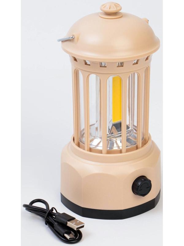 Фонарь кемпинговый аккумуляторный, 3.7 Вт, 1200 мАч, 400 лм, 3 СОВ, 2 режима, type-c, IPX4