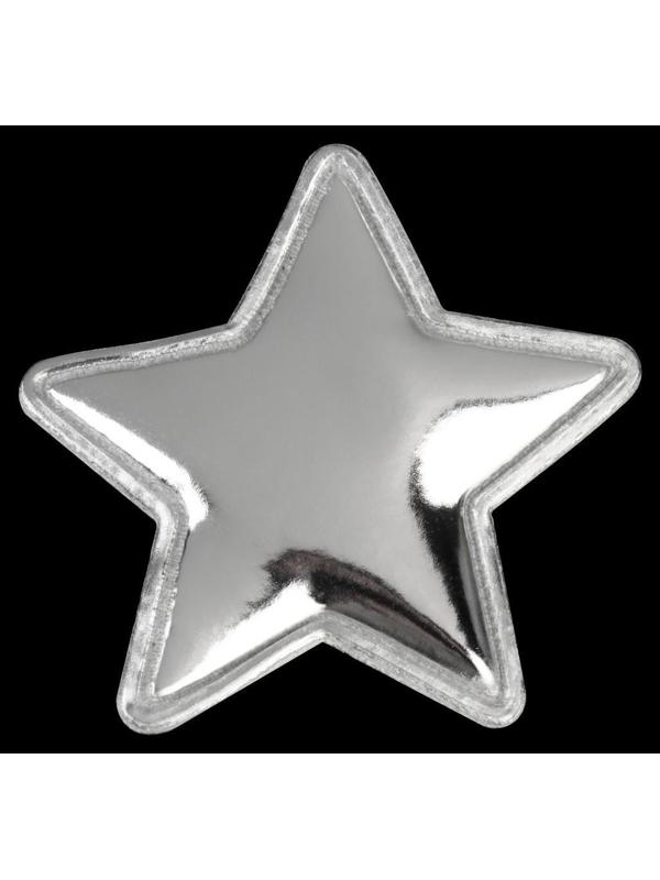 Аппликация «Звёздочка», 3,7 × 3,7 см, 10 шт, цвет серебряный