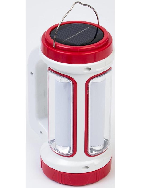 Фонарь кемпинговый аккумуляторный, 3+15 Вт, 2000 мАч, LED, USB, 5 режимов, солнечная батарея