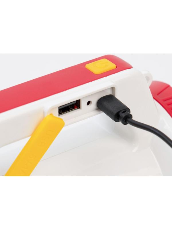 Фонарь кемпинговый аккумуляторный, 3+15 Вт, 2000 мАч, LED, USB, 5 режимов, солнечная батарея