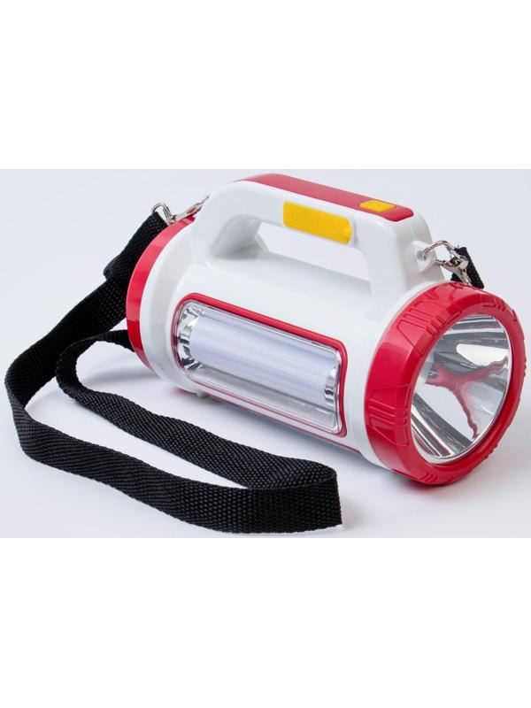 Фонарь кемпинговый аккумуляторный, 3+15 Вт, 2000 мАч, LED, USB, 5 режимов, солнечная батарея