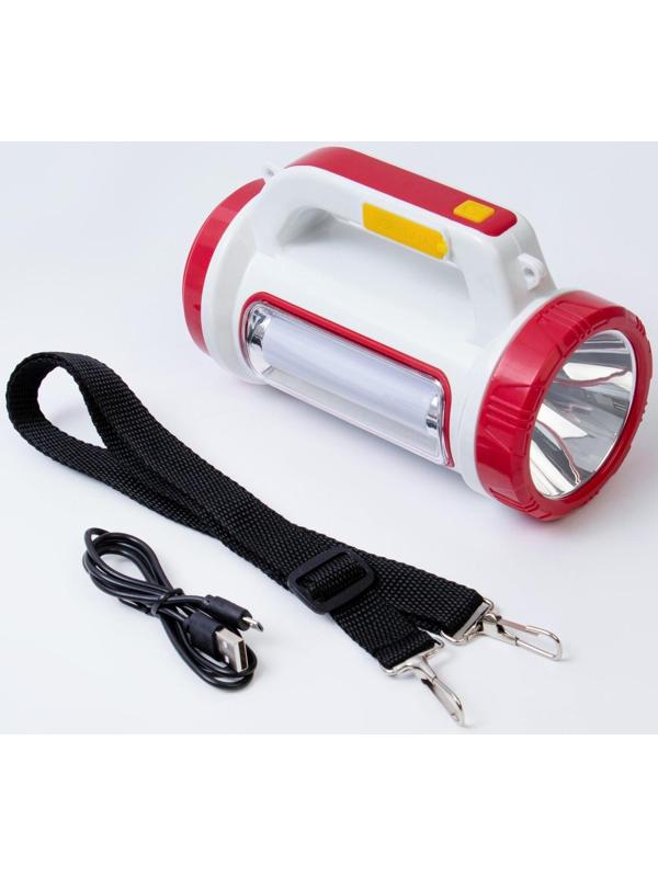 Фонарь кемпинговый аккумуляторный, 3+15 Вт, 2000 мАч, LED, USB, 5 режимов, солнечная батарея