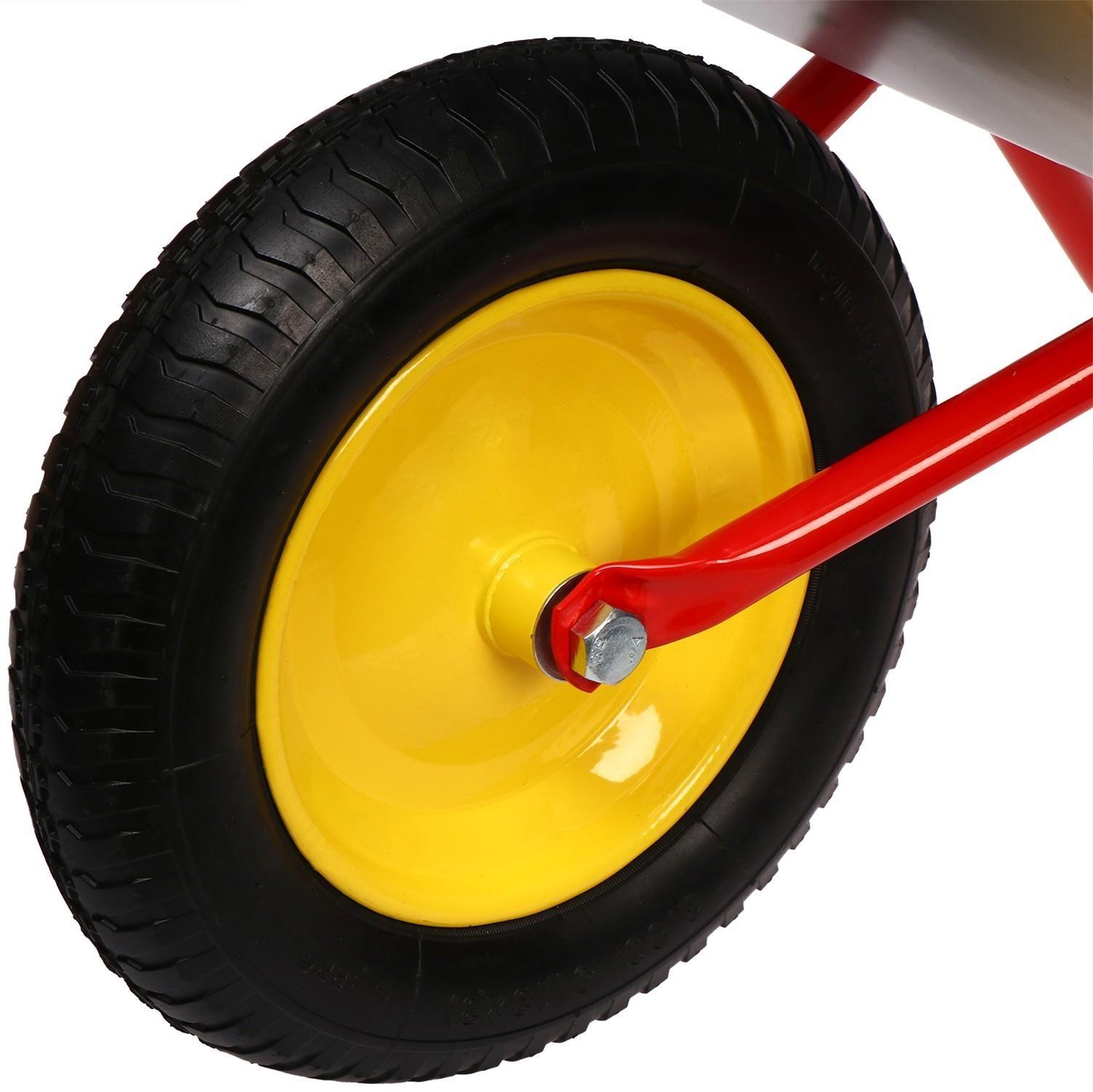 Тачка садовая, одноколёсная: груз/п 80 кг, объём 65 л, красные ручки