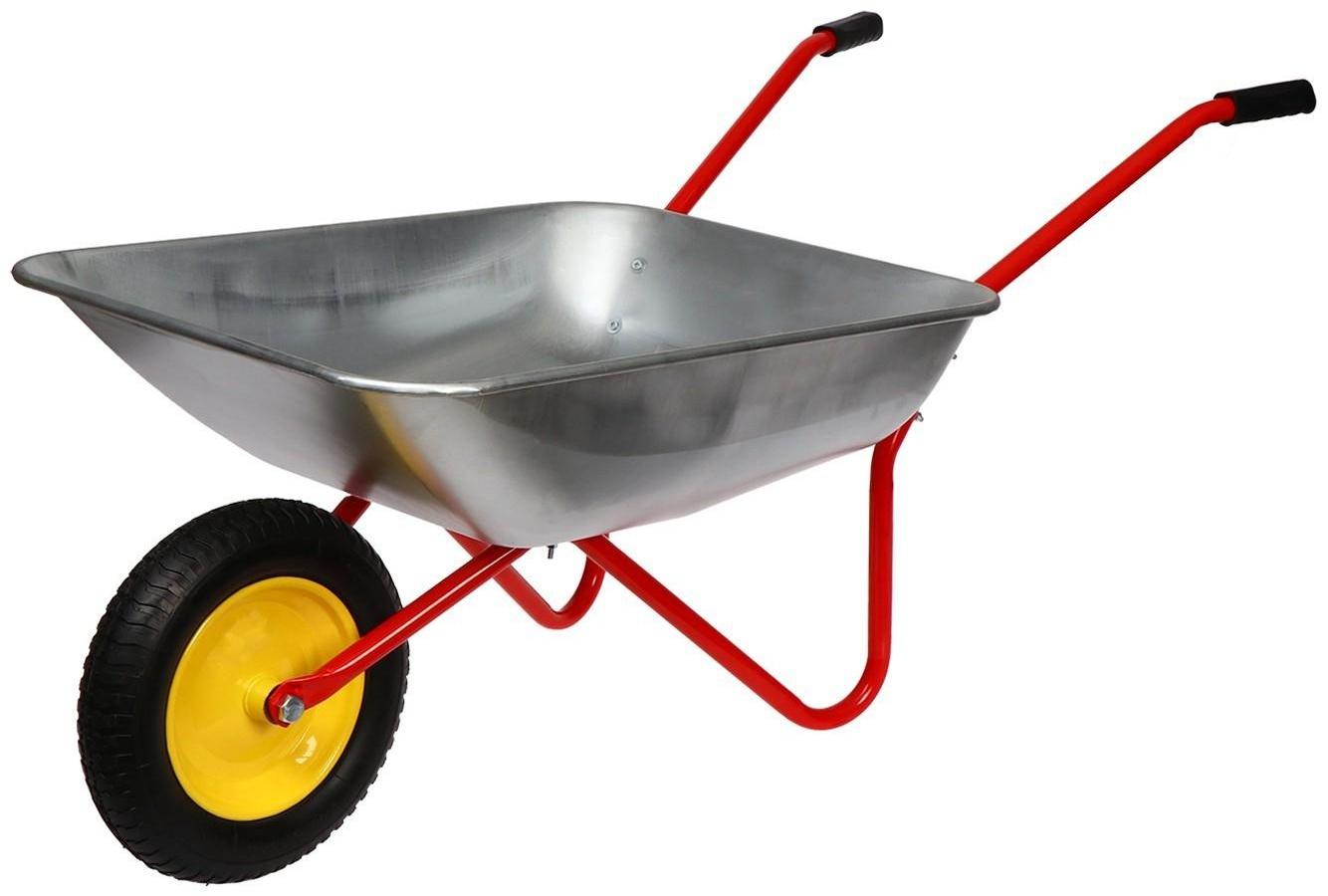 Тачка садовая, одноколёсная: груз/п 80 кг, объём 65 л, красные ручки