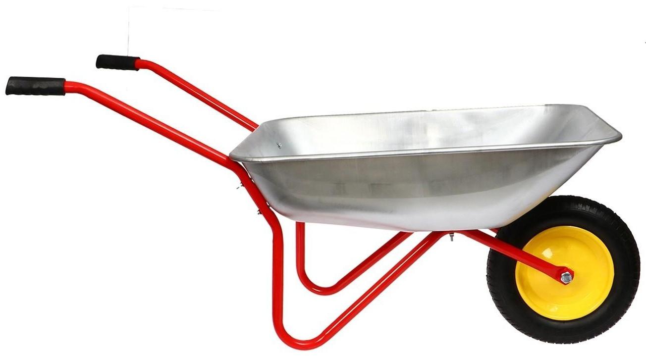 Тачка садовая, одноколёсная: груз/п 80 кг, объём 65 л, красные ручки