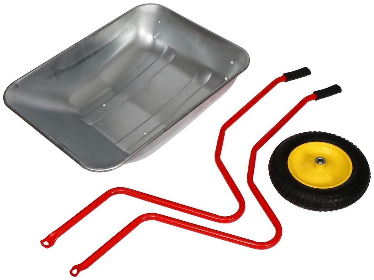 Тачка садовая, одноколёсная: груз/п 80 кг, объём 65 л, красные ручки