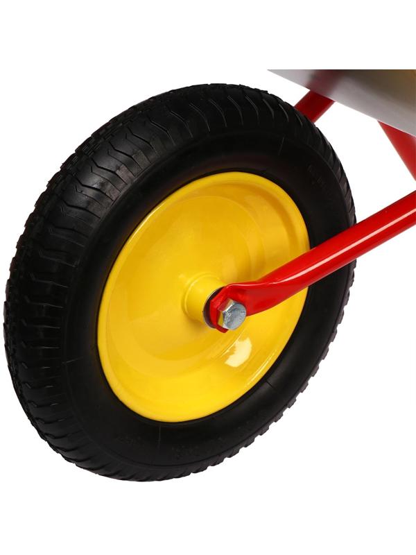 Тачка садовая, одноколёсная: груз/п 80 кг, объём 65 л, красные ручки