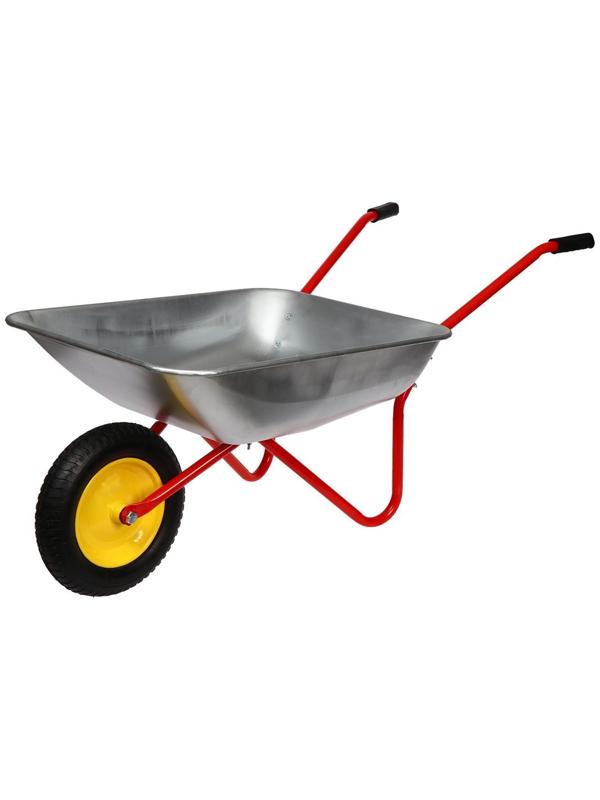 Тачка садовая, одноколёсная: груз/п 80 кг, объём 65 л, красные ручки