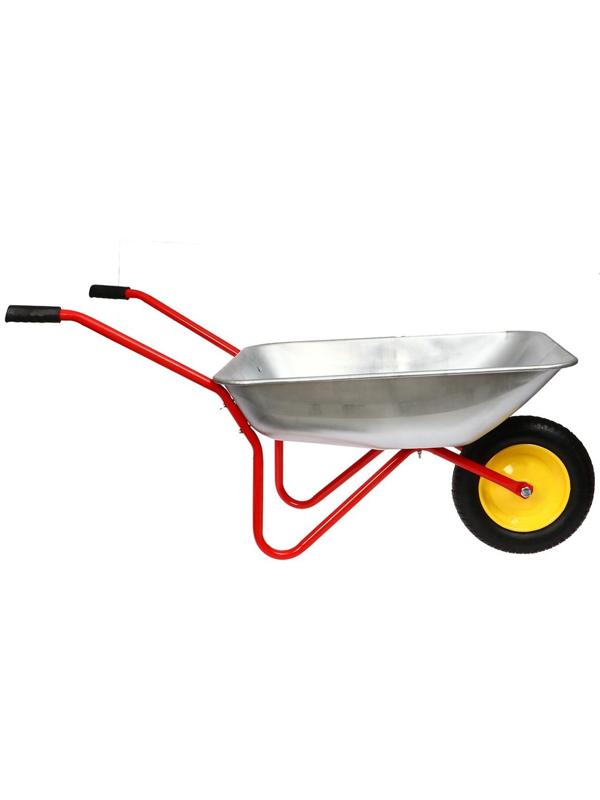 Тачка садовая, одноколёсная: груз/п 80 кг, объём 65 л, красные ручки