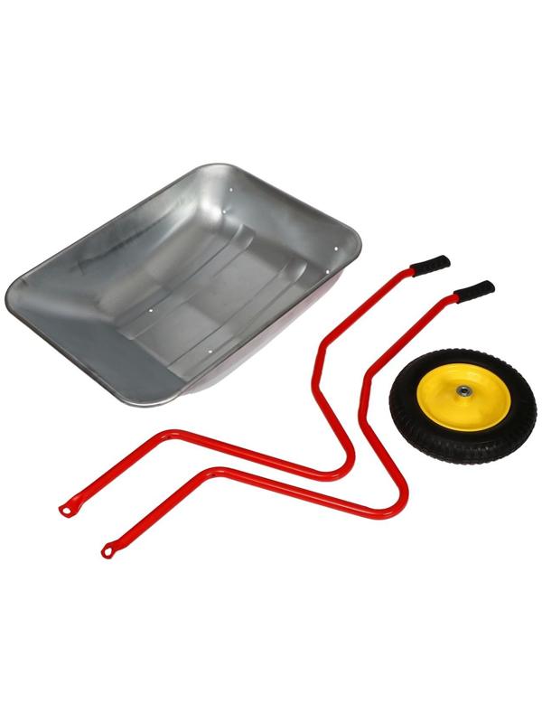 Тачка садовая, одноколёсная: груз/п 80 кг, объём 65 л, красные ручки