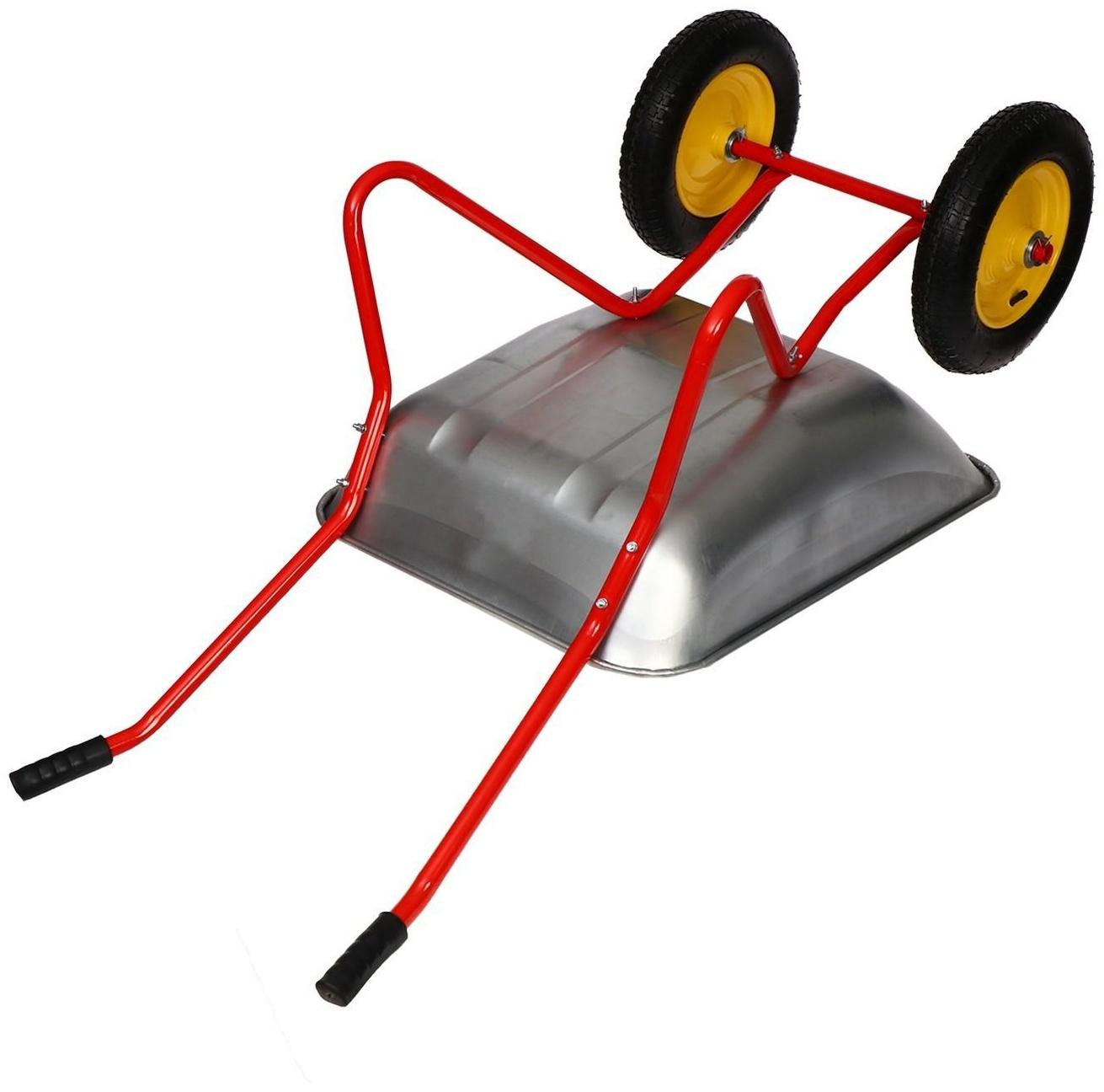 Тачка садовая, двухколёсная: груз/п 90 кг, объём 65 л., красные ручки