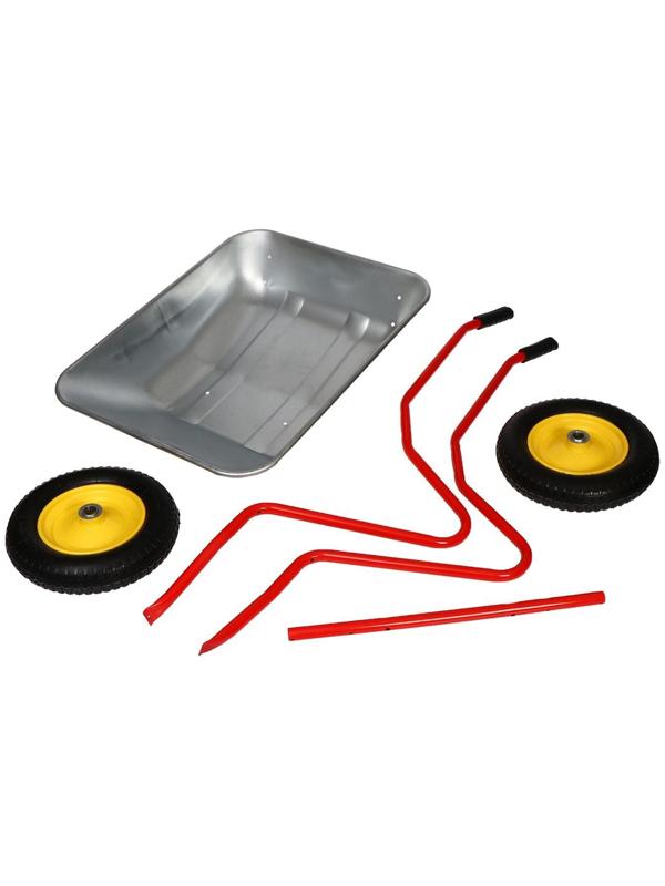 Тачка садовая, двухколёсная: груз/п 90 кг, объём 65 л., красные ручки