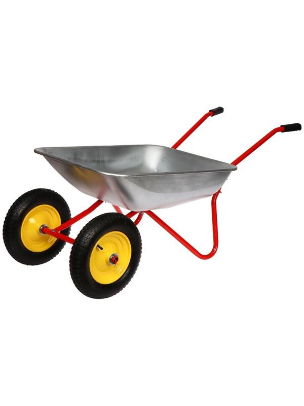 Тачка садовая, двухколёсная: груз/п 90 кг, объём 65 л., красные ручки