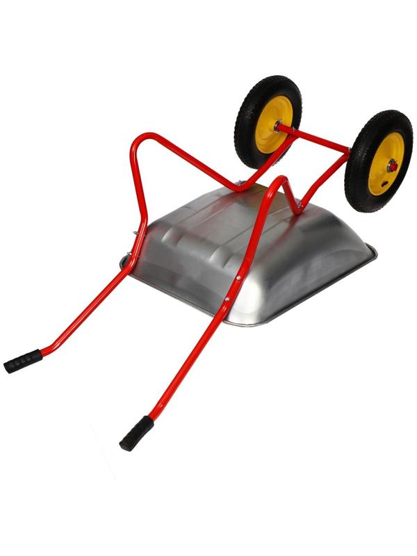 Тачка садовая, двухколёсная: груз/п 90 кг, объём 65 л., красные ручки