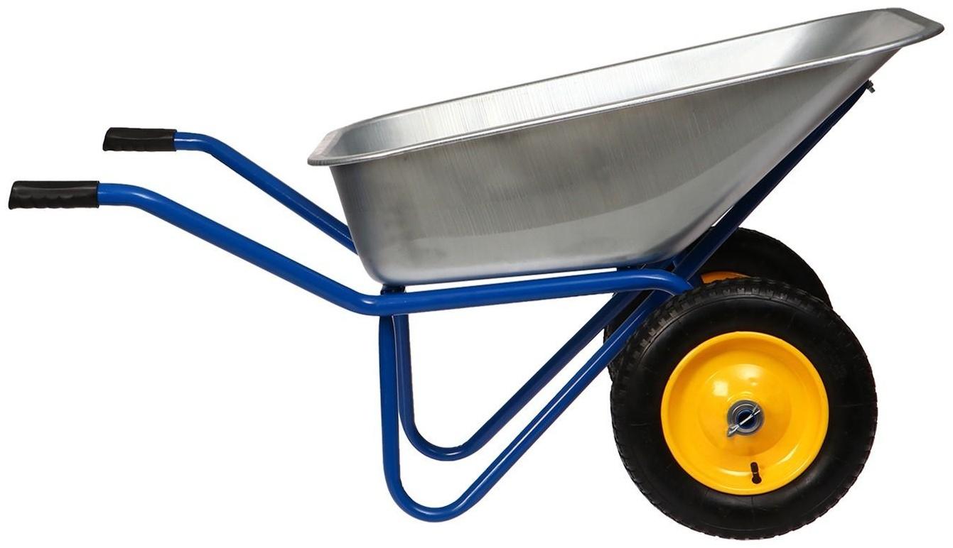 Тачка строительная, двухколёсная: груз/п 200 кг, объём 100 л, синие ручки