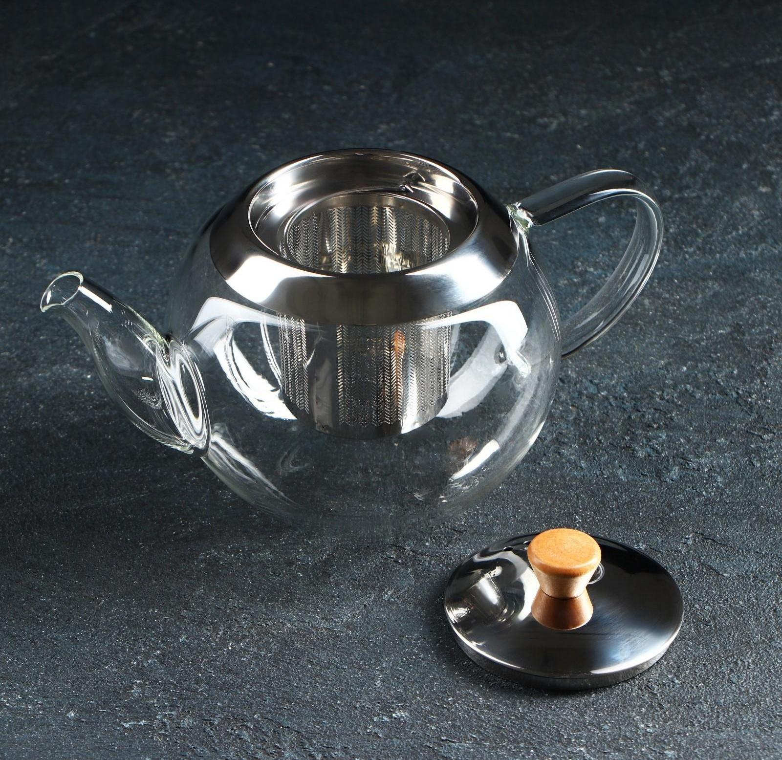 Чайник стеклянный заварочный «Эпле», 600 мл, с металлическим ситом