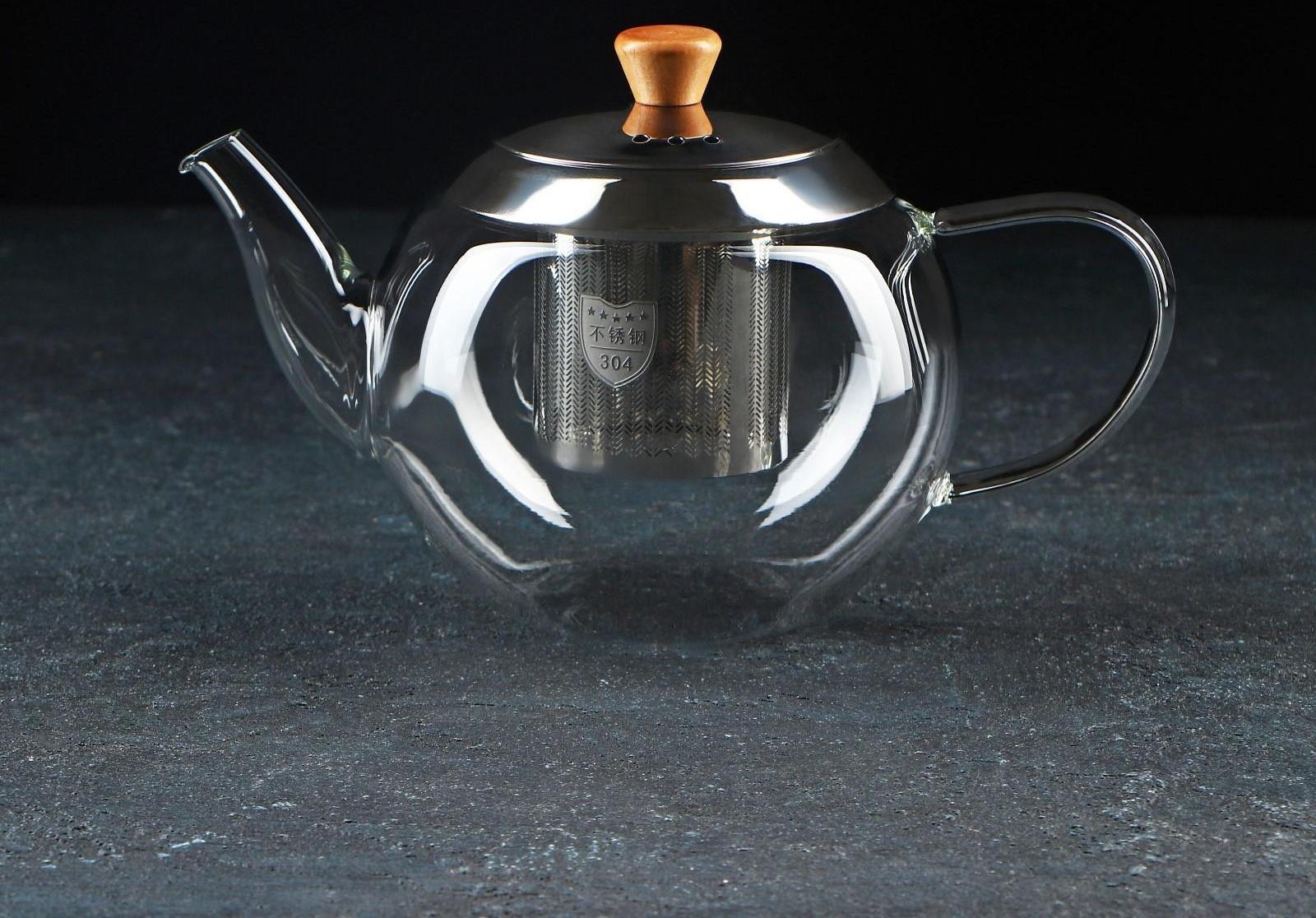 Чайник стеклянный заварочный «Эпле», 600 мл, с металлическим ситом