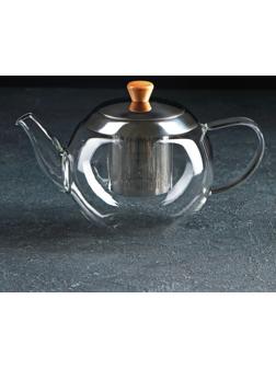 Чайник стеклянный заварочный «Эпле», 600 мл, с металлическим ситом