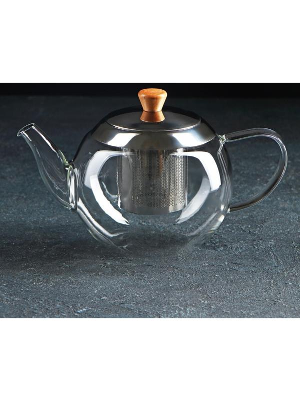Чайник стеклянный заварочный «Эпле», 600 мл, с металлическим ситом