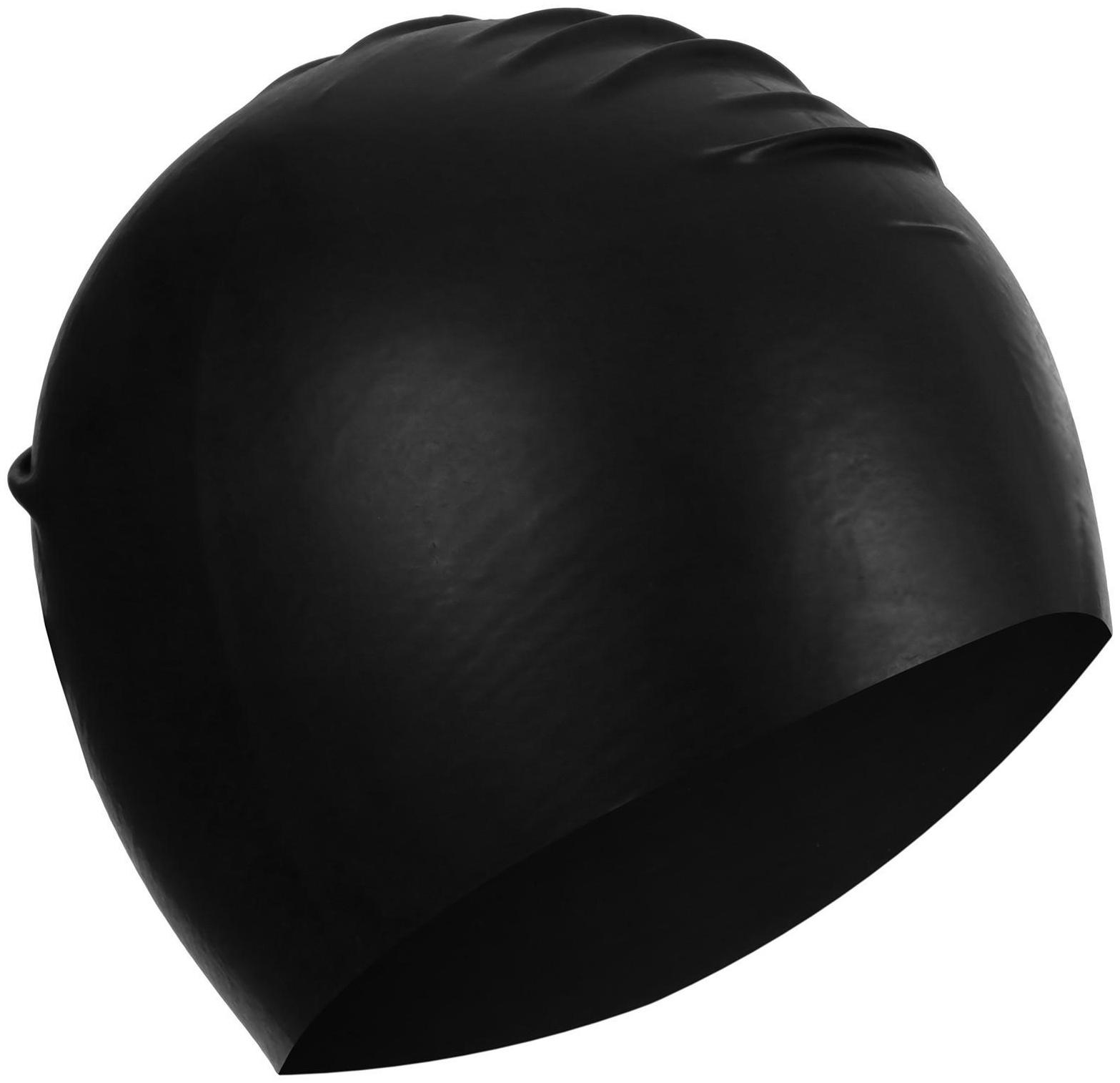 Шапочка для плавания взрослая, резиновая, обхват 54-60 см, цвет чёрный